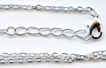 1 18 inch 2mm Silver Plated Cable Chain Necklace with Extender