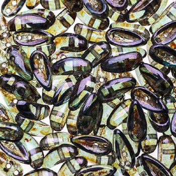 25, 4x11mm Crystal Green Lustre Glass Chilli Beads