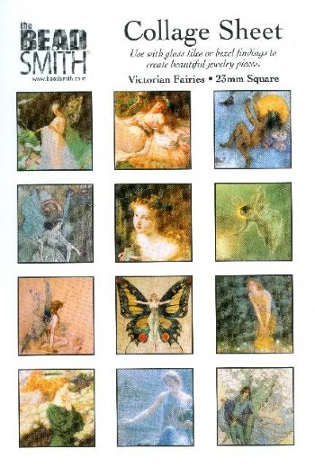 1 Sheet of 23mm Square Collage Images - Fairies