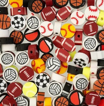 60 pcs of Mixed Sports Shape Polymer Clay Beads