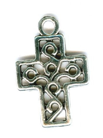 1 16x13mm Antique Silver Open Looped Cross Pendant