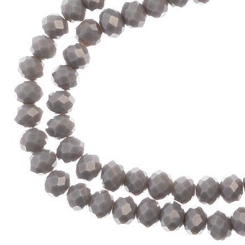 78, 4x6mm Faceted Opaque Grey Crystal Lane Donut Rondelle Beads