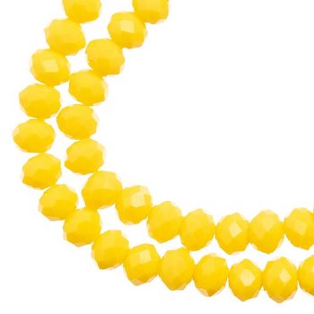 78, 4x6mm Faceted Opaque Yellow Crystal Lane Donut Rondelle Beads