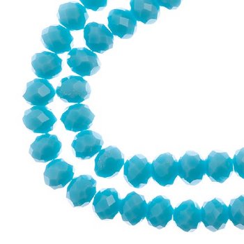 58, 6x8mm Faceted Opaque Blue Crystal Lane Donut Rondelle Beads