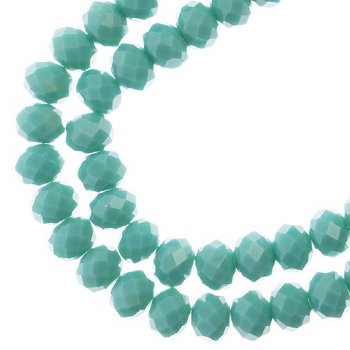 58, 6x8mm Faceted Opaque Turquoise Green Crystal Lane Donut Rondelle Beads