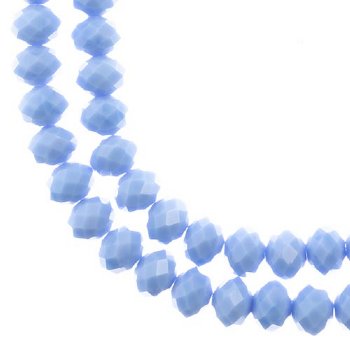 46, 8x10mm Faceted Opaque Periwinkle Crystal Lane Donut Rondelle Beads