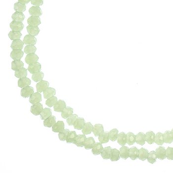 246, 1.5x2.5mm Faceted Opaque Light Green Crystal Lane Donut Rondelle Beads