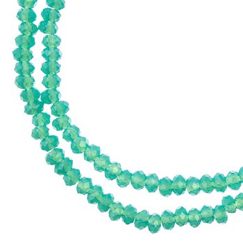 246, 1.5x2.5mm Faceted Opaque Turquoise Green Crystal Lane Donut Rondelle Beads