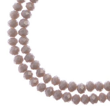 110, 3x4mm Faceted Opaque Grey Crystal Lane Donut Rondelle Beads