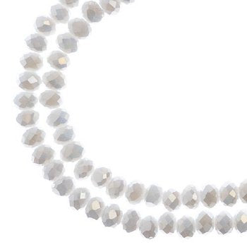 110, 3x4mm Faceted Opaque White AB Crystal Lane Donut Rondelle Beads