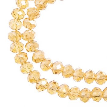 78, 4x6mm Faceted Transparent Topaz AB Crystal Lane Donut Rondelle Beads