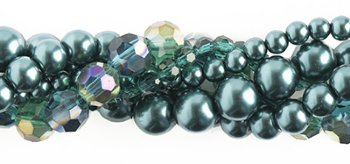 Teal Hydrangea Crystal Lane 5 Strand Twisted Bead Set
