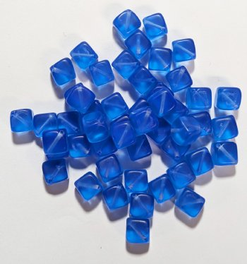 50 8mm Diagonal Hole Matte Sapphire Cube Beads