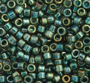 DB-0125 5.2 Grams of 11/0 Transparent Green Gold Lustre AB Miyuki Delica Beads