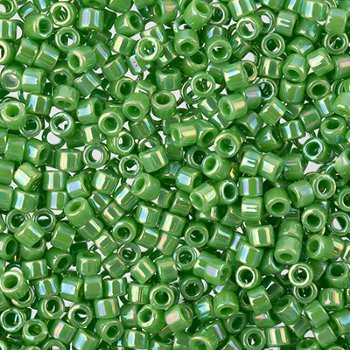 DB-0163 5.2 Grams of 11/0 Opaque Green AB Delica Beads