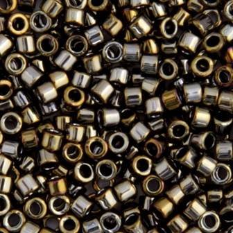 DB-0254 5.2 Grams of 11/0 Silver Tarnished Opaque Gold Luster Delica Beads