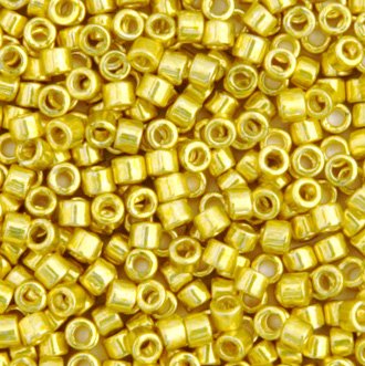 DB-0424 5.2 Grams of 11/0 Opaque Glavanized Dyed Yellow Zest Delica Beads