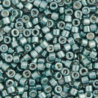 DB-0432 5.2 Grams of 11/0 Opaque Dyed Galvanized Peacock Blue Delica Beads