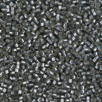 DB-0697 5.2 Grams of 11/0 Semi Matte Silver Lined Dyed Gray Delica Beads