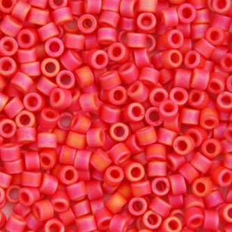 DB-0873 5.2 Grams of 11/0 Opaque Matte Red Vermillion AB Delica Beads