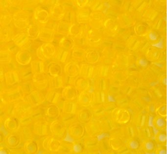 DB-1301 5.2 Grams of 11/0 Transparent Dyed Yellow Delica Beads