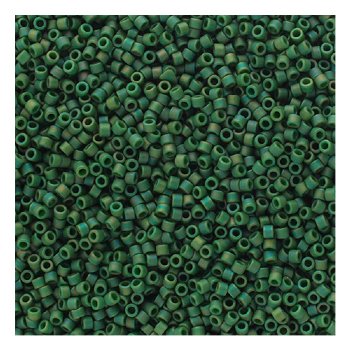DB-2312 5.2 Grams of 11/0 Opaque Frosted Glazed Matte Rainbow Emerald Green AB Delica Beads