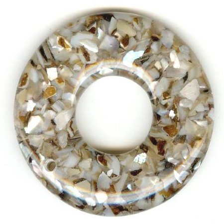 40mm Abalone Shell Donut - Topaz / Beige