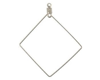 4 Pairs of 46x40mm Antique Silver Diamond Earring Hoops