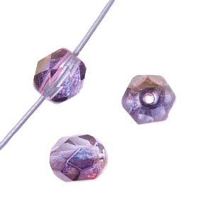 50 6mm Faceted Amethyst Lustre Firepolish Beads