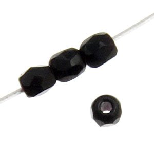 100 2mm Jet Faceted Firepolish Glass Beads