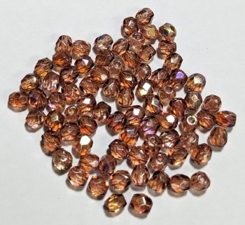 100 4mm Faceted Transparent Madeira Topaz AB Firepolish Beads