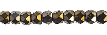 40, 6mm Jet Brown Iris Faceted Czech Glass Hill Beads