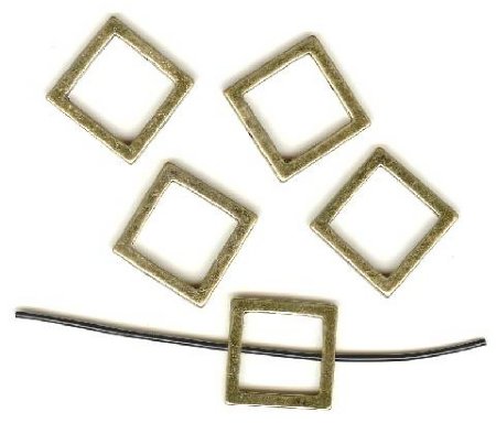 5 15x5mm Antique Gold Square Frames