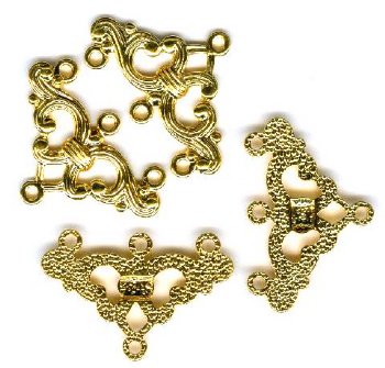 4 16x25mm Fancy Bright Gold 3-to-1 Connector / Link