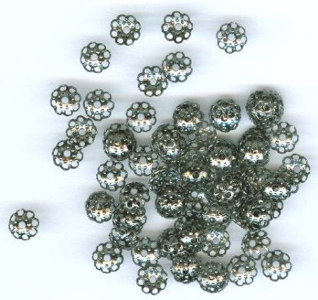 100 2x5mm Gunmetal Filigrae Bead Caps