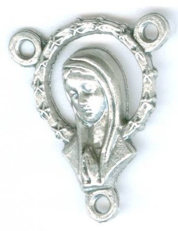 1 17x14mm Antique Silver Mary 3 Ring Connector