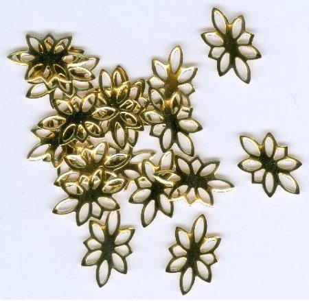 20 14x9mm Bright Gold Floral Links