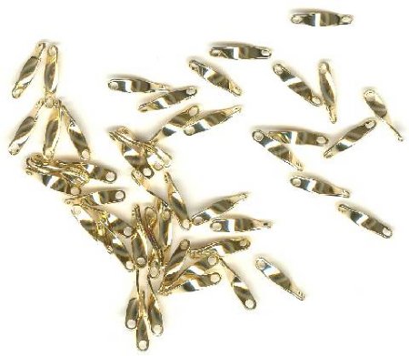 50 11x3mm Twisted Gold Plated Link Bars