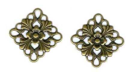 2 16x16mm Antique Gold Square Floral Connectors