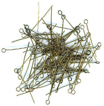 100, 1 Inch 24ga Antique Gold Fine Eye Pins