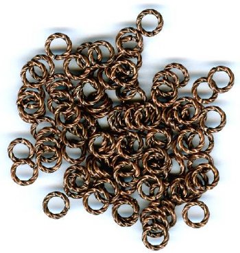 100 6mm Twisted Antique Copper Plated Jump Rings