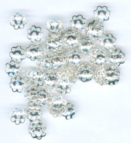 100 3x6mm Silver Daisy Bead Caps