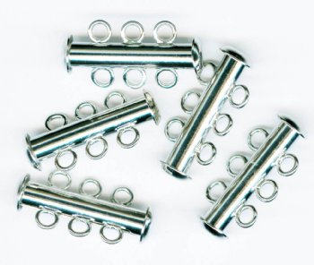 5 sets of 21x10mm Nickel 3-Strand Tube Clasps