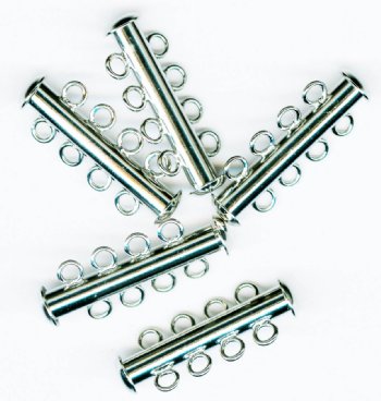 5 sets of 26x10mm Nickel 4-Strand Tube Clasps