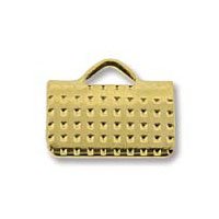 18 10x7mm Bright Gold Grid Ribbon Ends