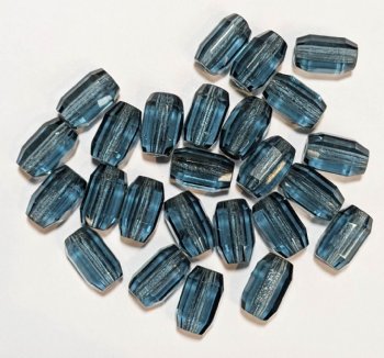 30 10x7mm Montana Blue Faceted Firepolish Oval Beads