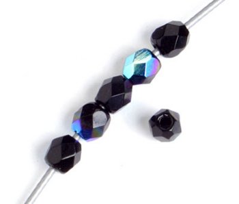 100 3mm Jet AB Faceted Firepolish Glass Beads