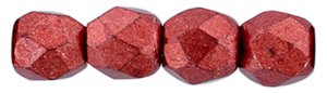 100 3mm Cherry Tomato Saturated Metallic Faceted Beads