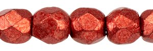 100 3mm Cranberry Saturated Metallic Faceted Beads