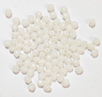 100 4mm Faceted Coated Matte White Firepolish Beads